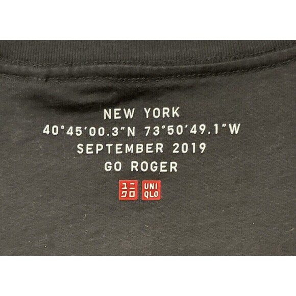 Rare! UNIQLO Go Roger Federer US Open NYC 2019 T-Shirt Adult L Black Tennis - Picture 3 of 7